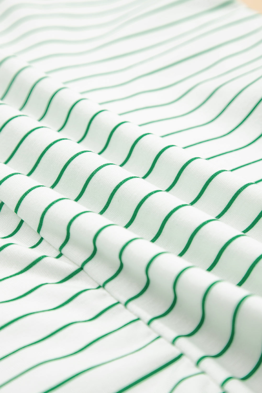 Green Stripe Ruffled Short Sleeve Crew Neck T Shirt Shift Mini Dress T Shirt Dresses JT's Designer Fashion