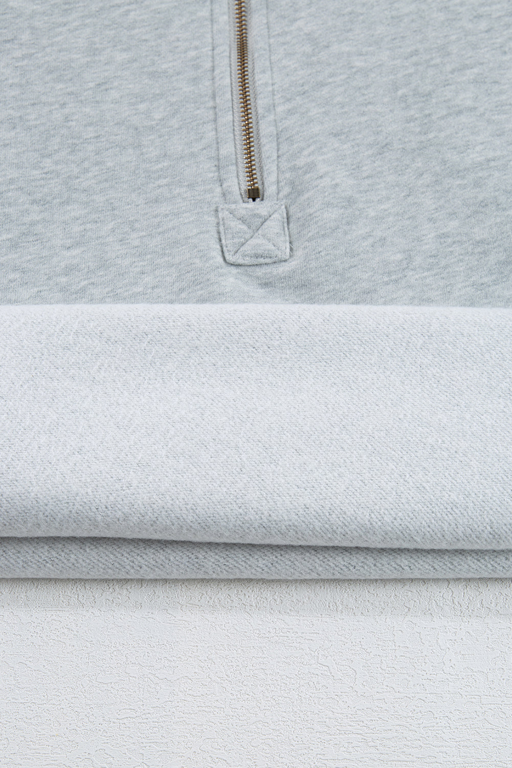 Light Grey Fleece Lined Half Zipper Kangaroo Pockets Loose Hoodie Sweatshirts & Hoodies JT's Designer Fashion