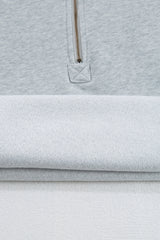 Light Grey Fleece Lined Half Zipper Kangaroo Pockets Loose Hoodie Sweatshirts & Hoodies JT's Designer Fashion