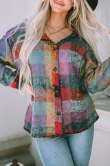 Multicolor Brushed Checked Western Buttoned Jacket Jackets JT's Designer Fashion