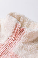 Orange Colorblock Half Zipper Stand Neck Sherpa Sweatshirt Sweatshirts & Hoodies JT's Designer Fashion