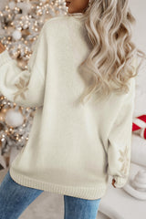 White Snowflake Christmas Tunic Sweater Sweaters JT's Designer Fashion
