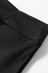 Black Thermal Lined Split Flare Leg Pants Pants & Culotte JT's Designer Fashion
