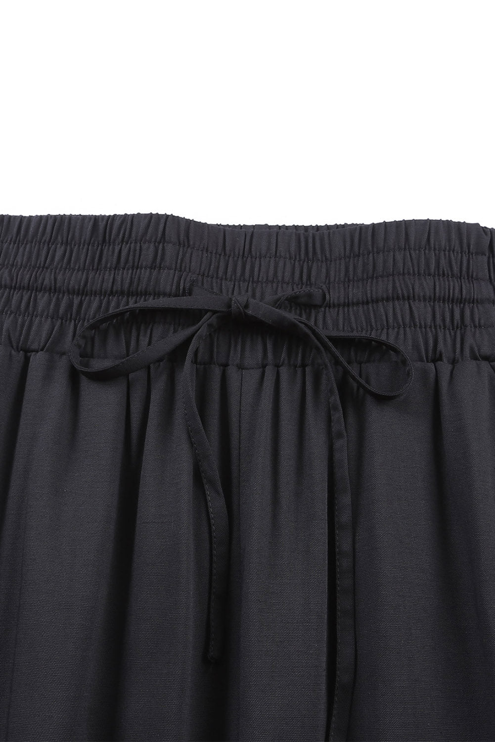 Black Drawstring Elastic Waist Casual Wide Leg Pants Pants & Culotte JT's Designer Fashion