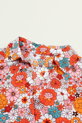Multicolor Boho Floral Collared Long Sleeve Ruffled Dress Floral Dresses JT's Designer Fashion