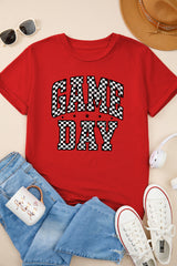 Red Checkered Game Day Graphic T Shirt Graphic Tees JT's Designer Fashion