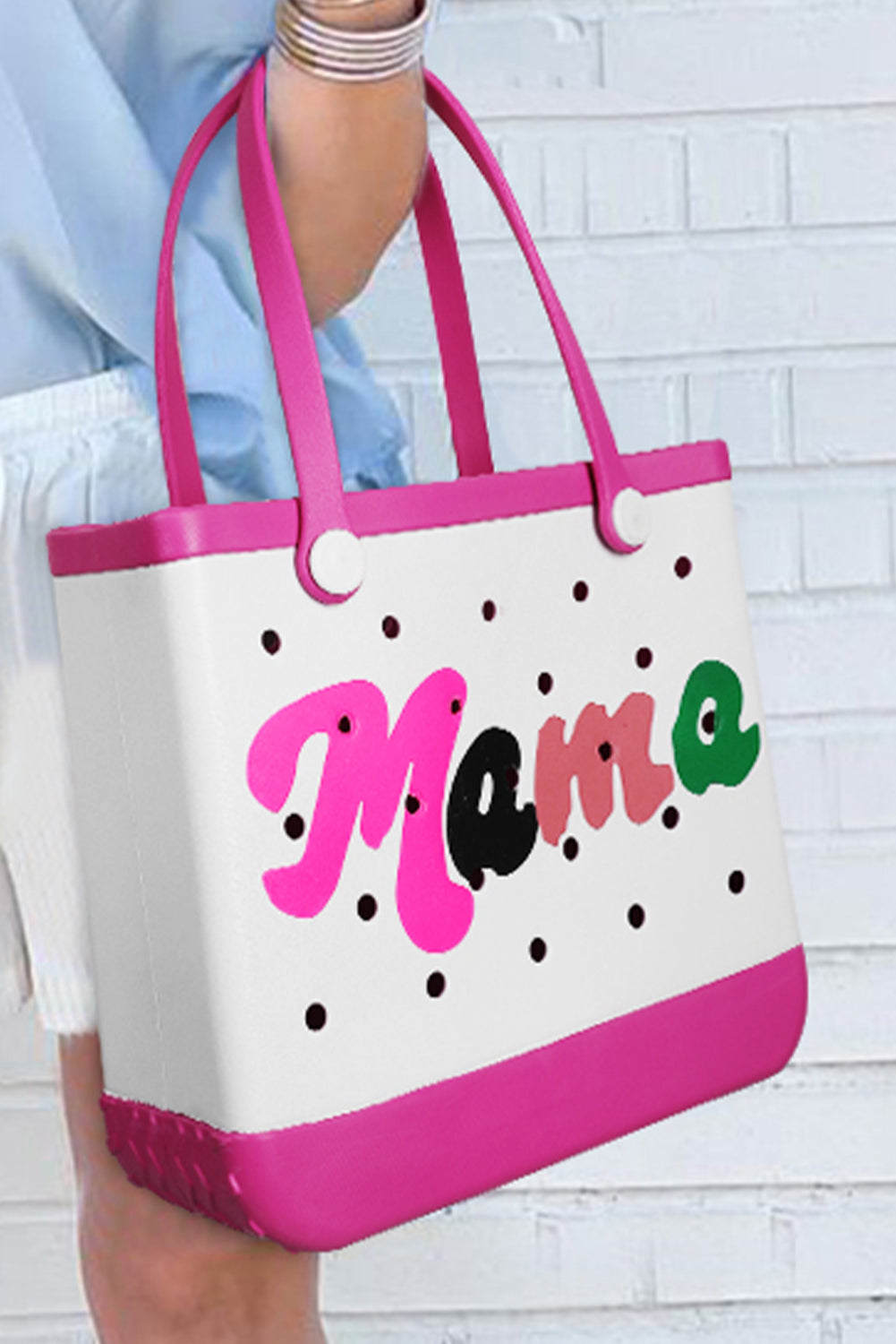 Rose Red mama Print Self-assembly Straps Hollowed EVA Beach Bag Handbags JT's Designer Fashion