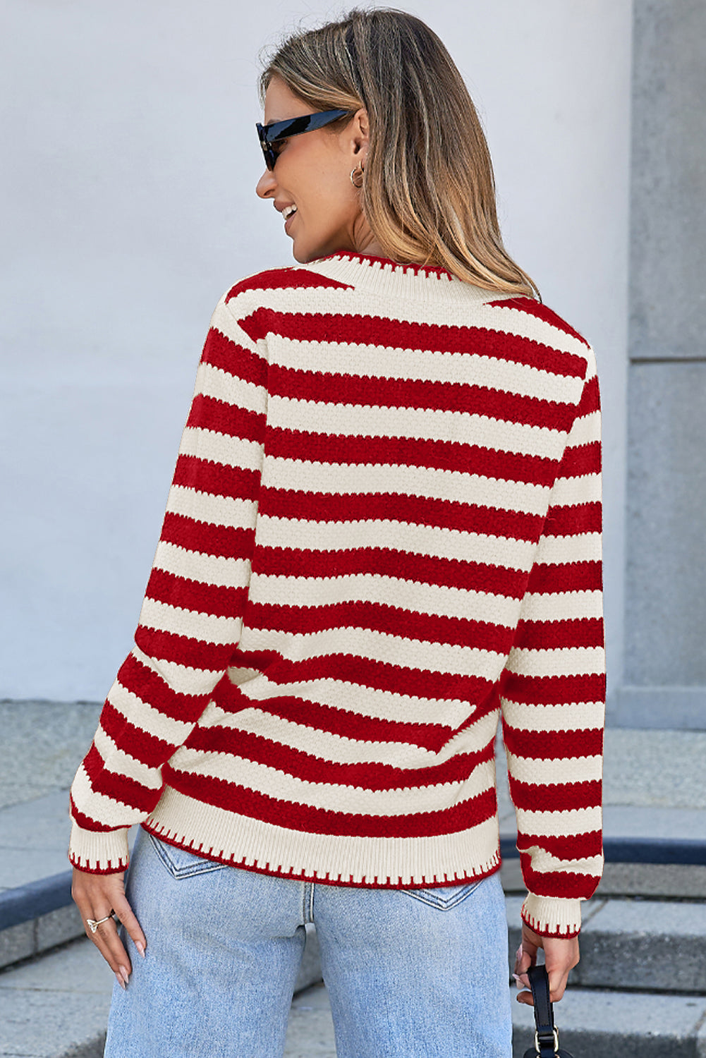 Red Stripe Chic Golden Button Cardigan Sweater Cardigans JT's Designer Fashion