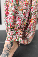 Multicolour Plus Size Paisley Print Sleeveless V Neck Jogger Jumpsuit Plus Size Bottoms JT's Designer Fashion