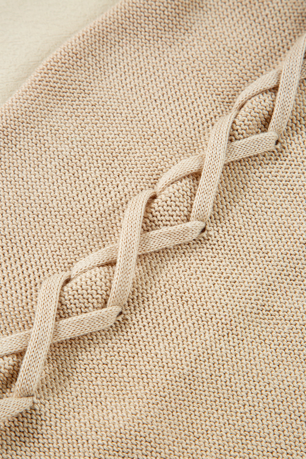Parchment Cable Knit Braided Tie Sleeve Plus Size Open Cardigan Plus Size Sweaters & Cardigans JT's Designer Fashion