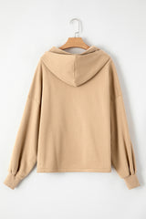 Parchment Fleece Lined Half Zipper Kangaroo Pockets Loose Hoodie Sweatshirts & Hoodies JT's Designer Fashion