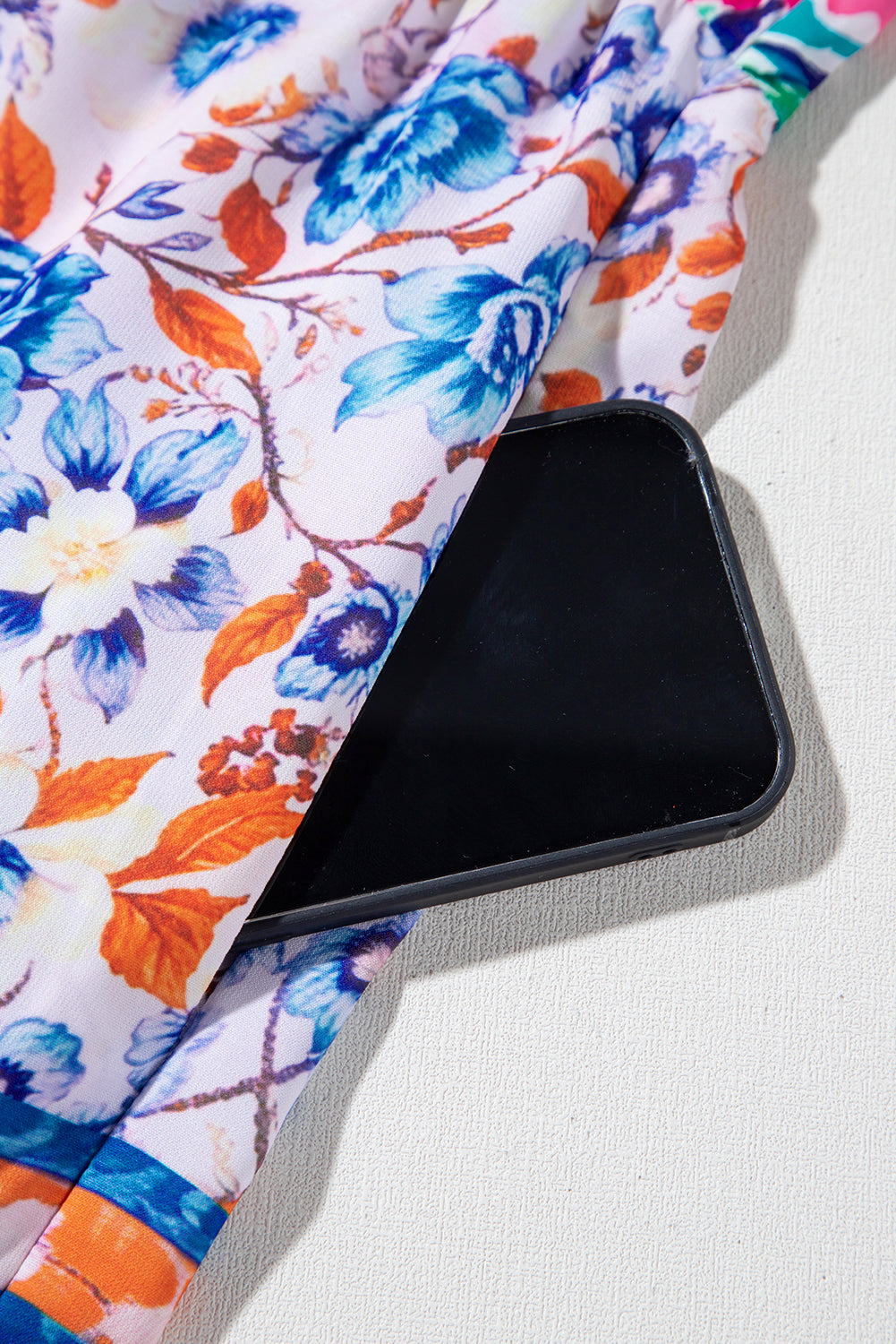 Sky Blue Mixed Floral Print Tie Split Neck Short Sleeve Dress Floral Dresses JT's Designer Fashion