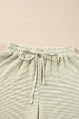 Parchment Textured Buttoned Long Sleeve Top 2 Piece Shorts Set Short Sets JT's Designer Fashion