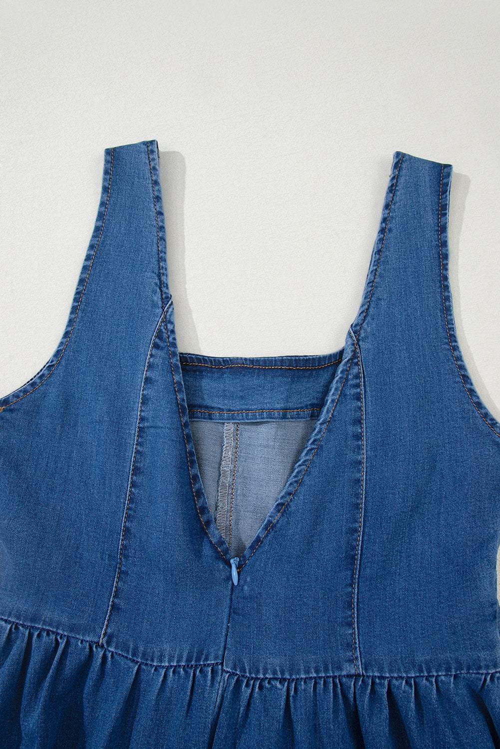 Sail Blue Square Neck Bowknot A-line Sleeveless Denim Dress JT's Designer Fashion