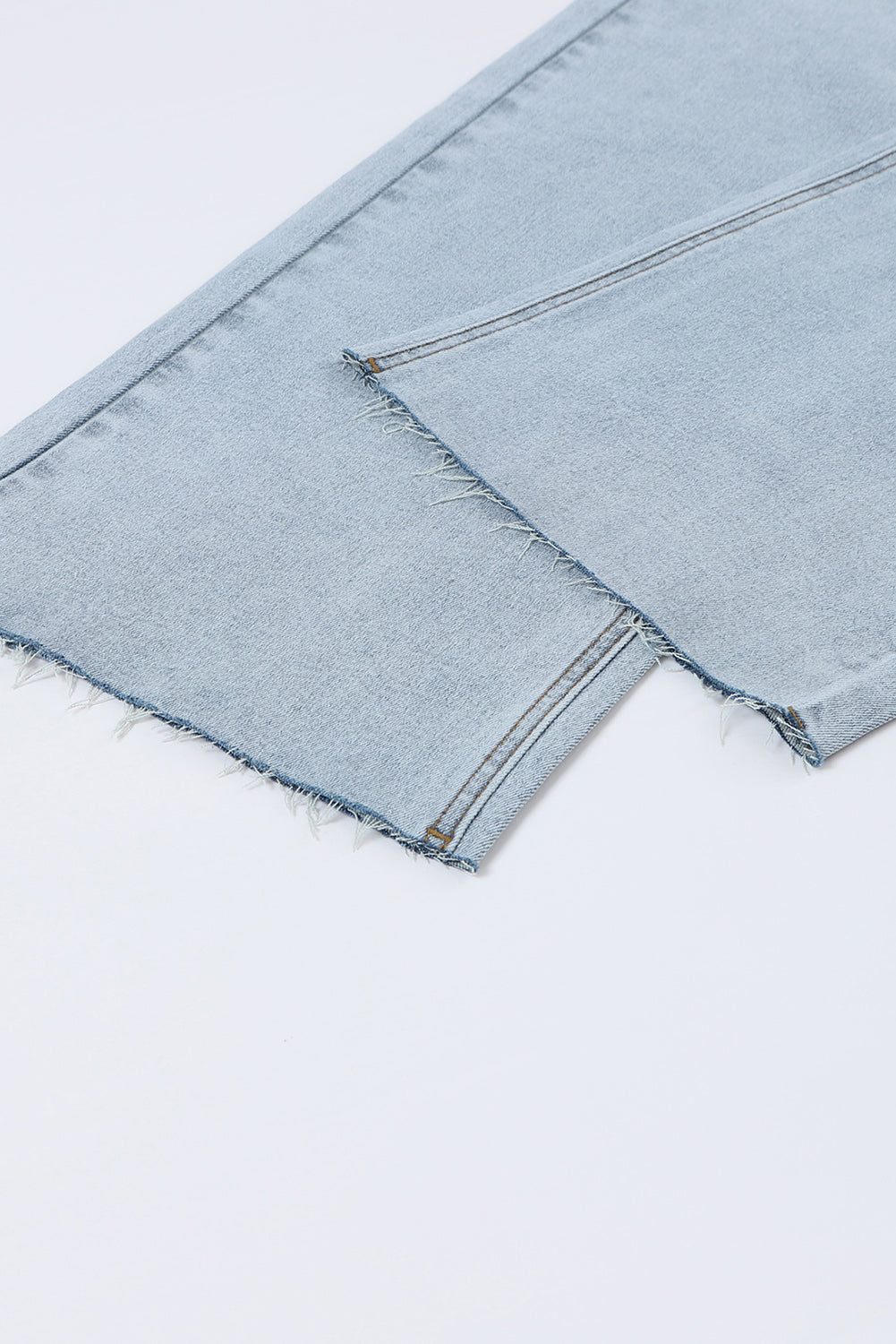 Sky Blue Mid Rise Asymmetrical Waist Wide Leg Jeans Jeans JT's Designer Fashion