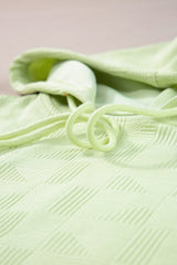Meadow Mist Green Textured Cropped Hoodie and Shorts Set Short Sets JT's Designer Fashion