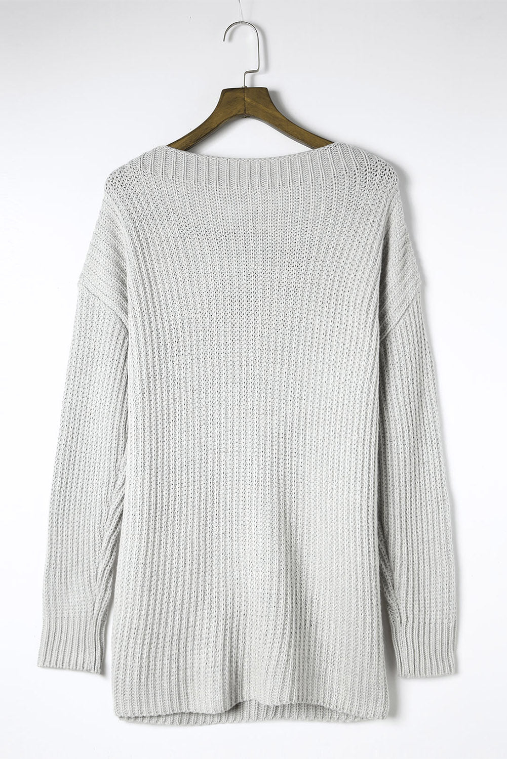 Gray Buttoned Drop Shoulder Oversized Sweater Sweaters & Cardigans JT's Designer Fashion
