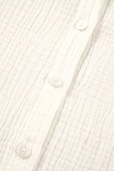 White Embroidered Textured Buttoned Crew Neck Shirt Blouses & Shirts JT's Designer Fashion