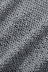 Gray Henley Pullover Drop Shoulder Sweater with Slits Sweaters & Cardigans JT's Designer Fashion