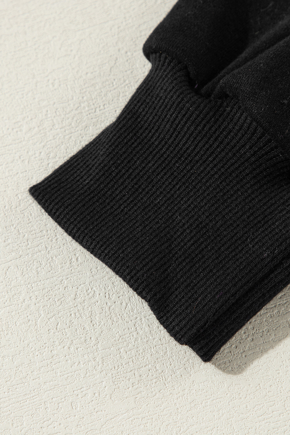 Black Solid O Neck High Low Hem Pullover Sweatshirt Sweatshirts & Hoodies JT's Designer Fashion