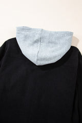 Black Hooded Drawstring Pockets Corduroy Shacket Jackets JT's Designer Fashion