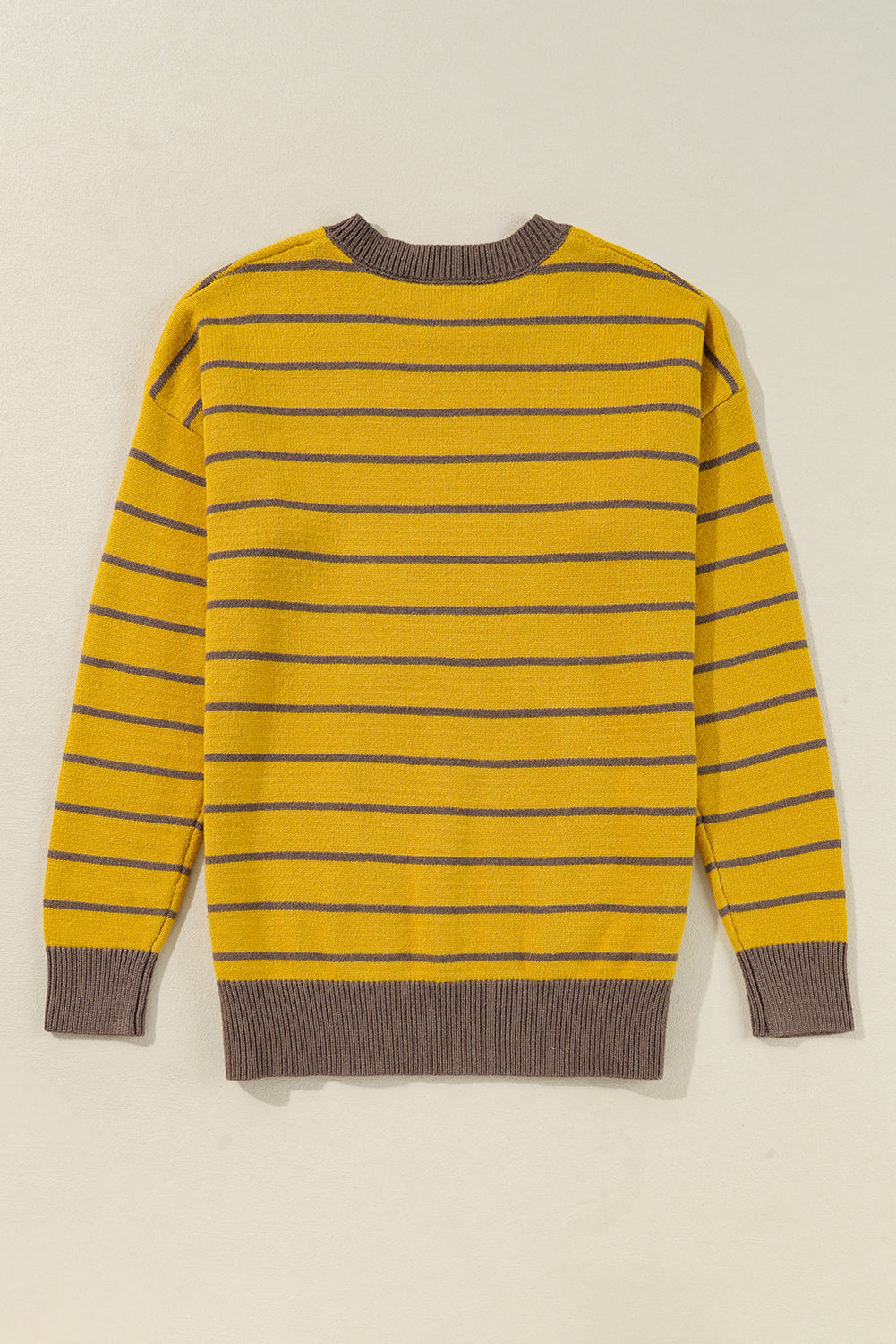 Yellow Stripe Daisy Floral Knitted Round Neck Sweater Sweaters JT's Designer Fashion