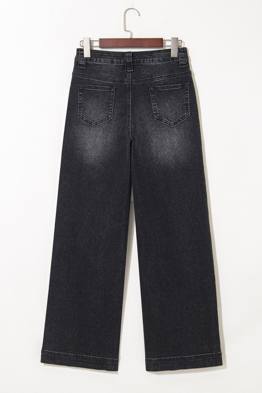 Black Wide Leg Pocketed High Waist Jeans Jeans JT's Designer Fashion