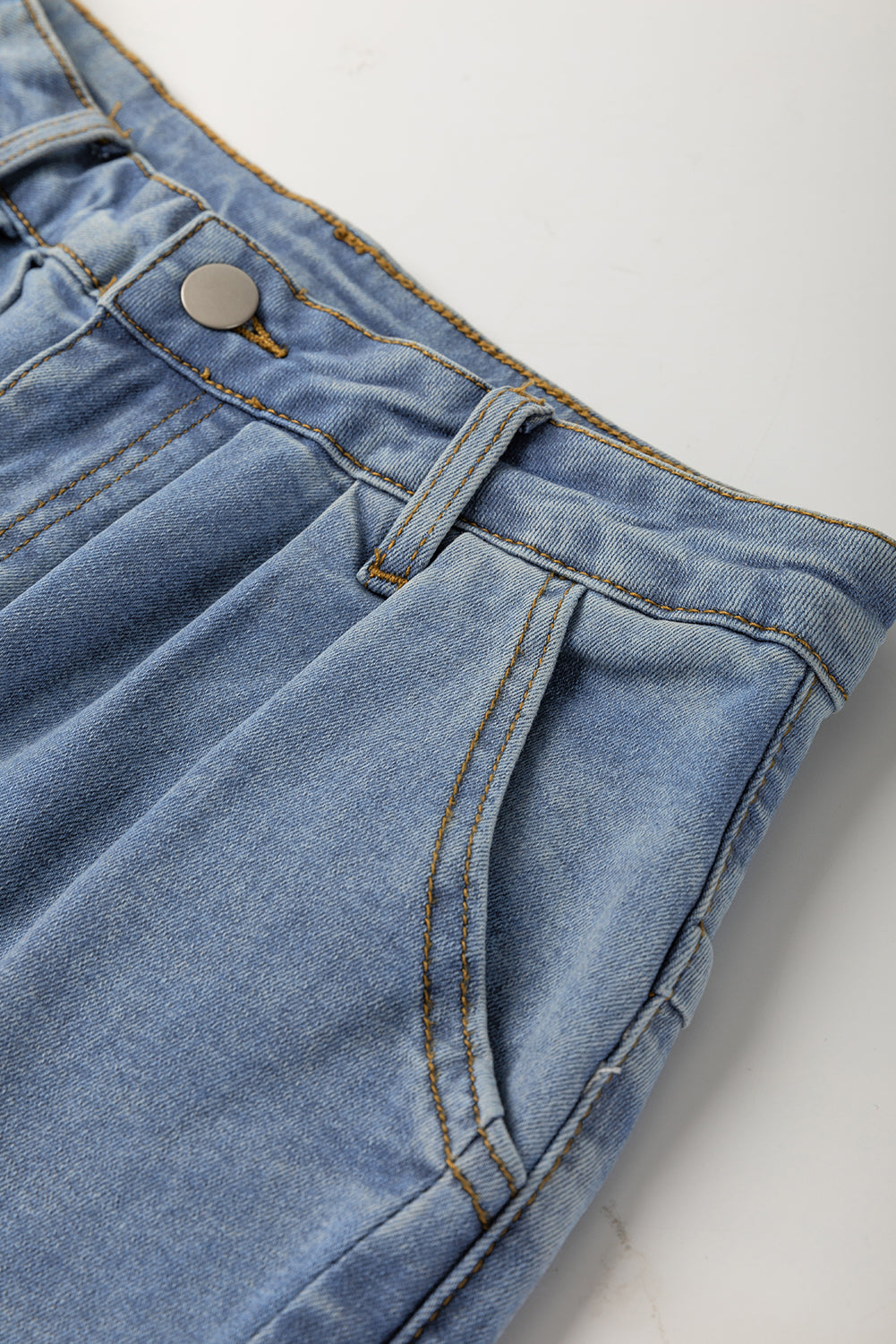 Ashleigh Blue Washed Pleated Detail Wide Leg Jeans Jeans JT's Designer Fashion