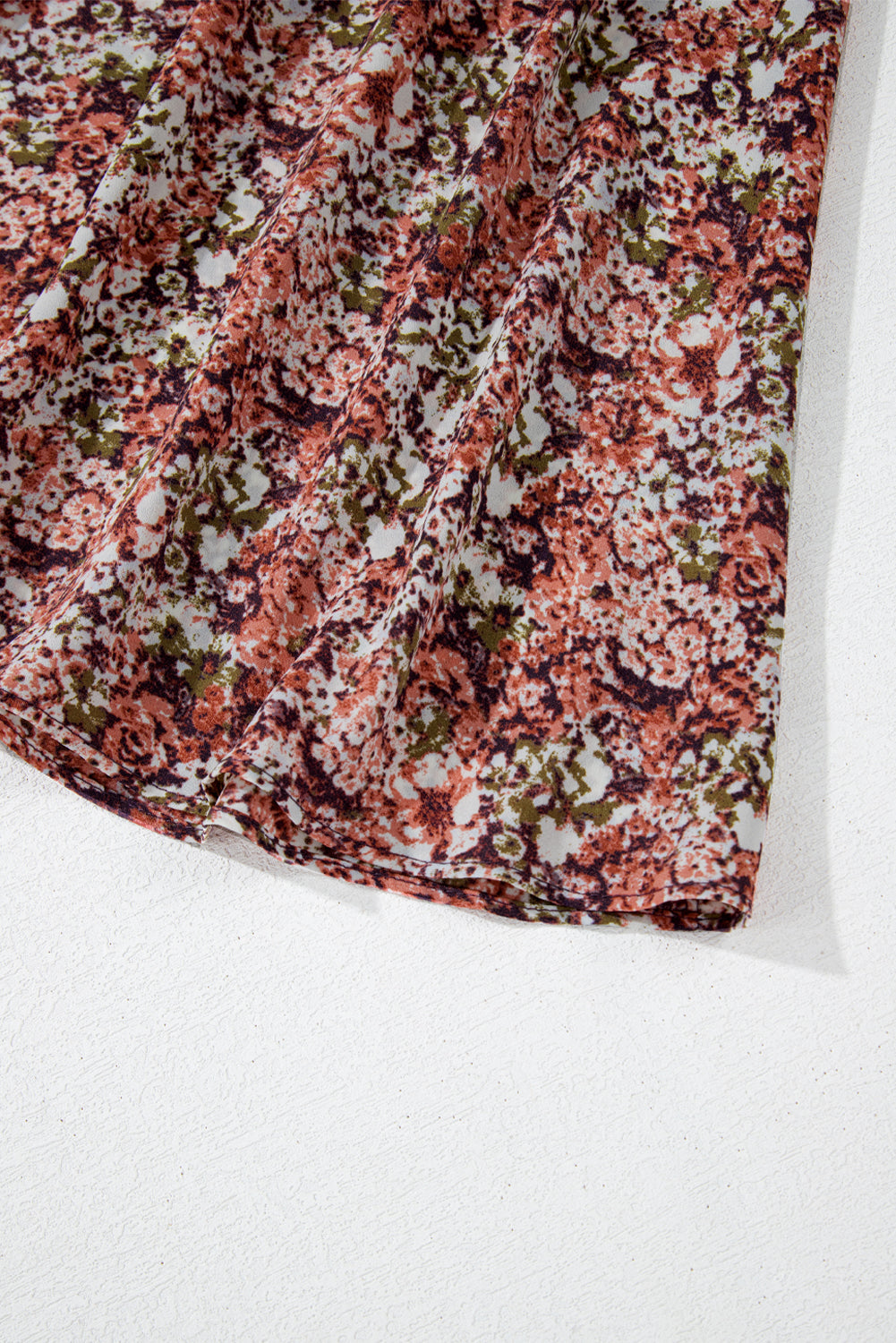Brown Floral Print Split Front Tiered Frilled V Neck Midi Dress Floral Dresses JT's Designer Fashion