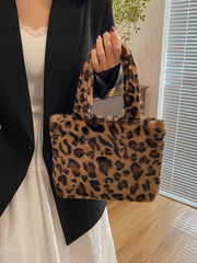 Leopard Fluff Handbag with Zip Shoulder Bags JT's Designer Fashion