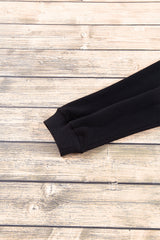 Black Plain Drop Shoulder Crewneck Pullover Sweatshirt Sweatshirts & Hoodies JT's Designer Fashion