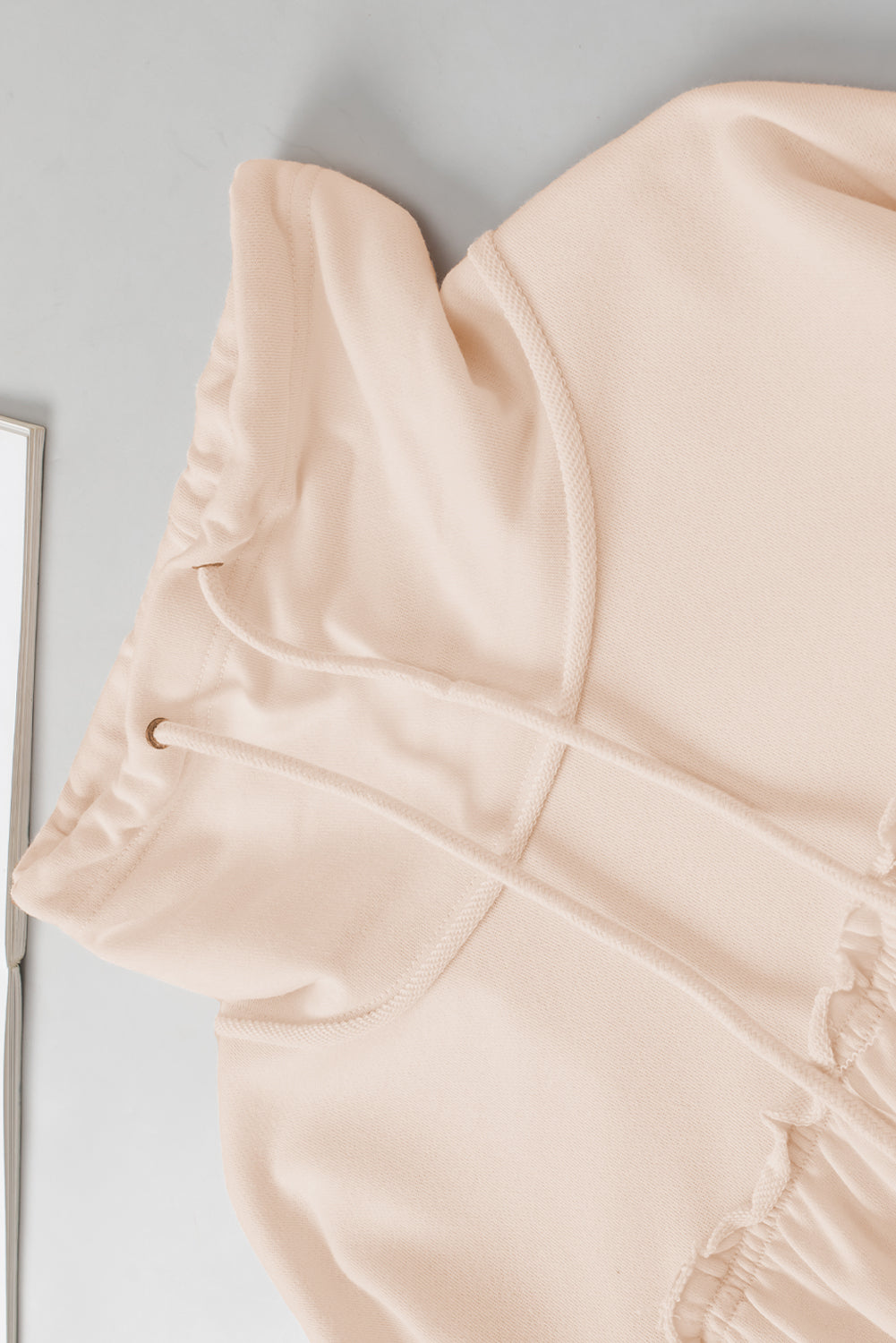 Beige Frill Exposed Seam Cowl Neck Oversized Sweatshirt Sweatshirts & Hoodies JT's Designer Fashion