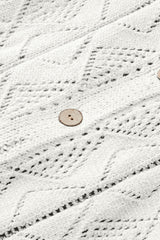 White Hollow-out Openwork Knit Cardigan Cardigans JT's Designer Fashion