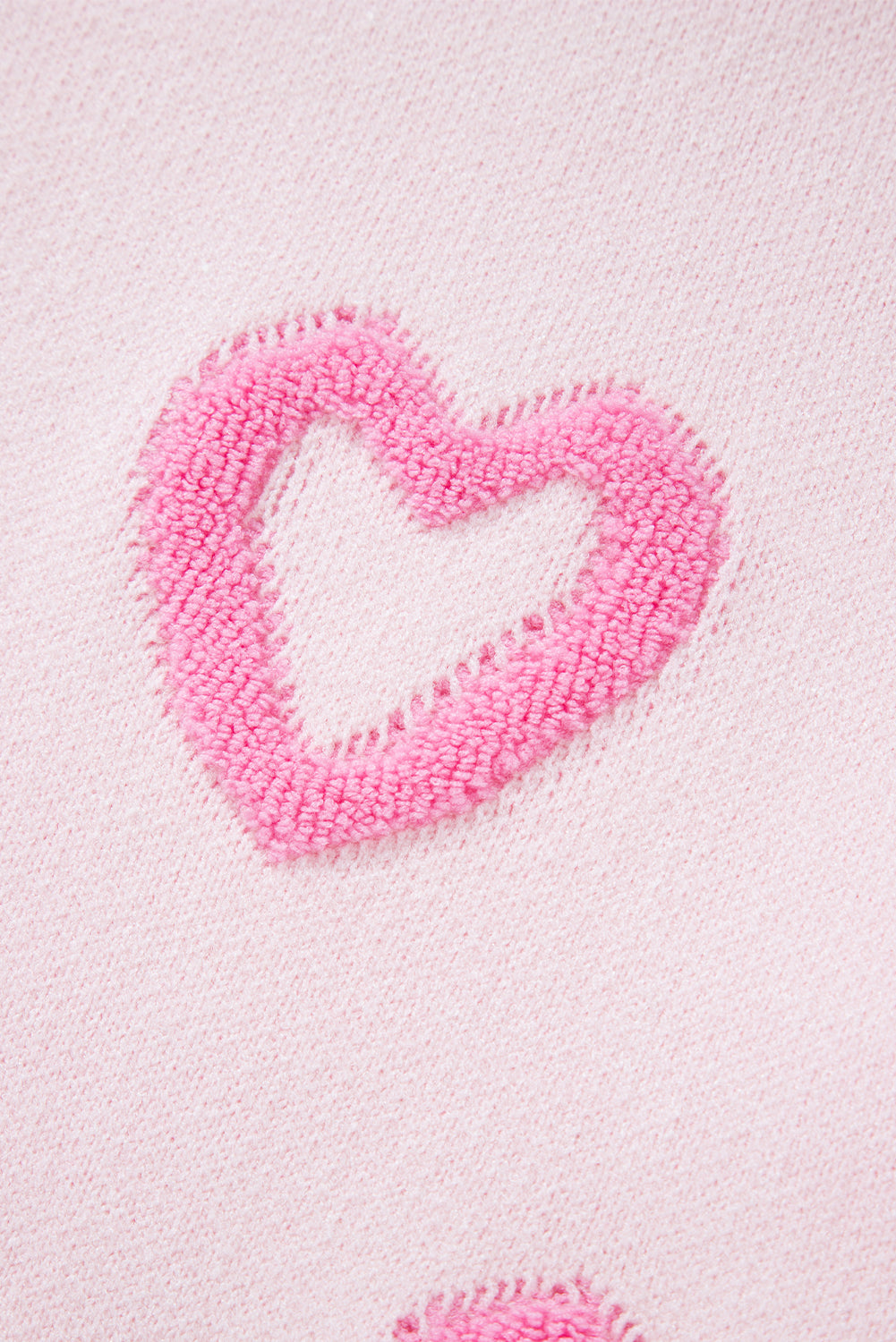 Pink Heart Shape Bubble Sleeve Baggy Sweater Sweaters JT's Designer Fashion