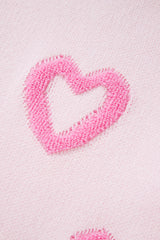 Pink Heart Shape Bubble Sleeve Baggy Sweater Sweaters JT's Designer Fashion