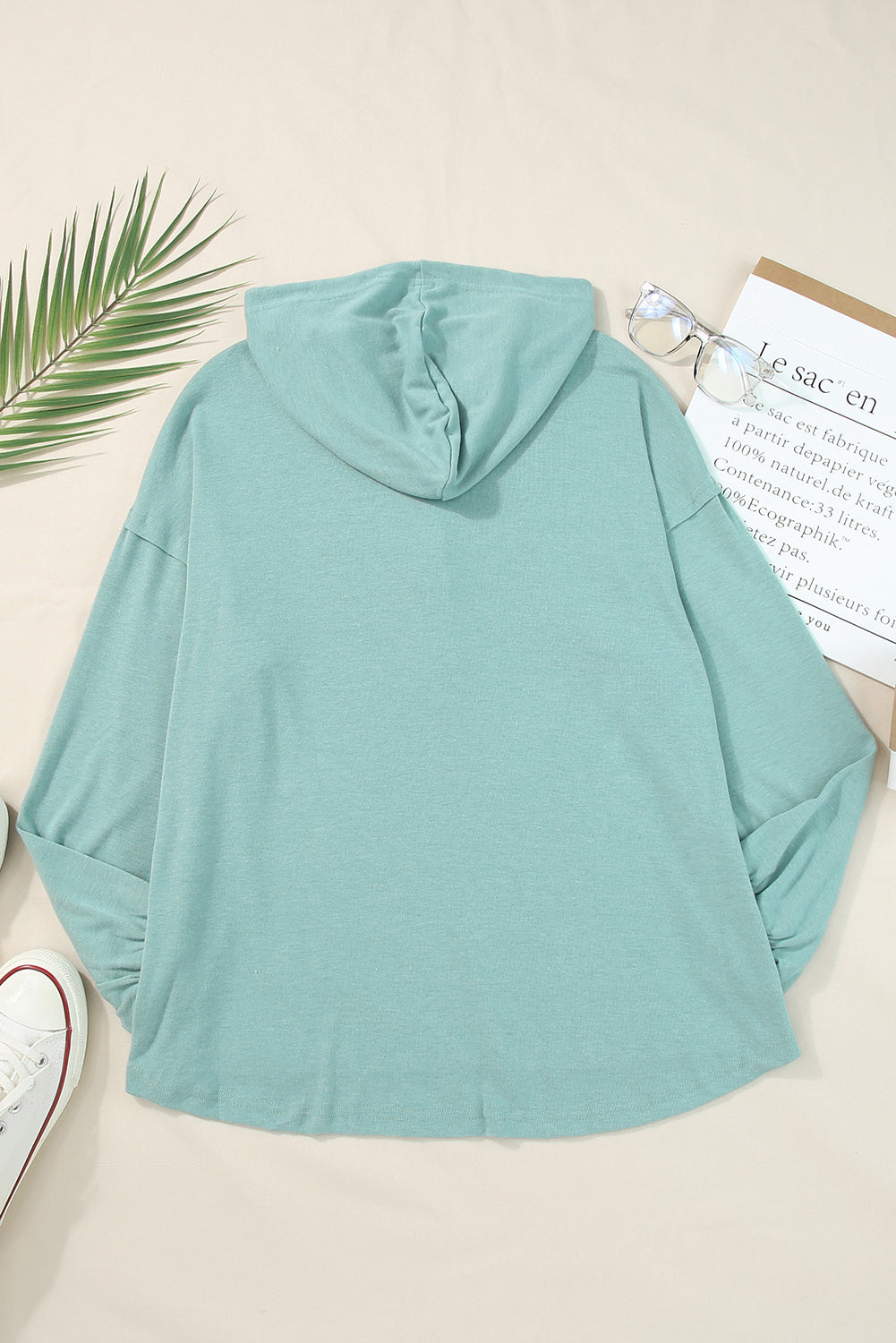 Buttoned High and Low Hem Hoodie Sweatshirts & Hoodies JT's Designer Fashion