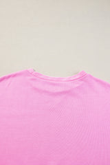 Pink Candy Colorblock French Terry Top Long Sleeve Tops JT's Designer Fashion