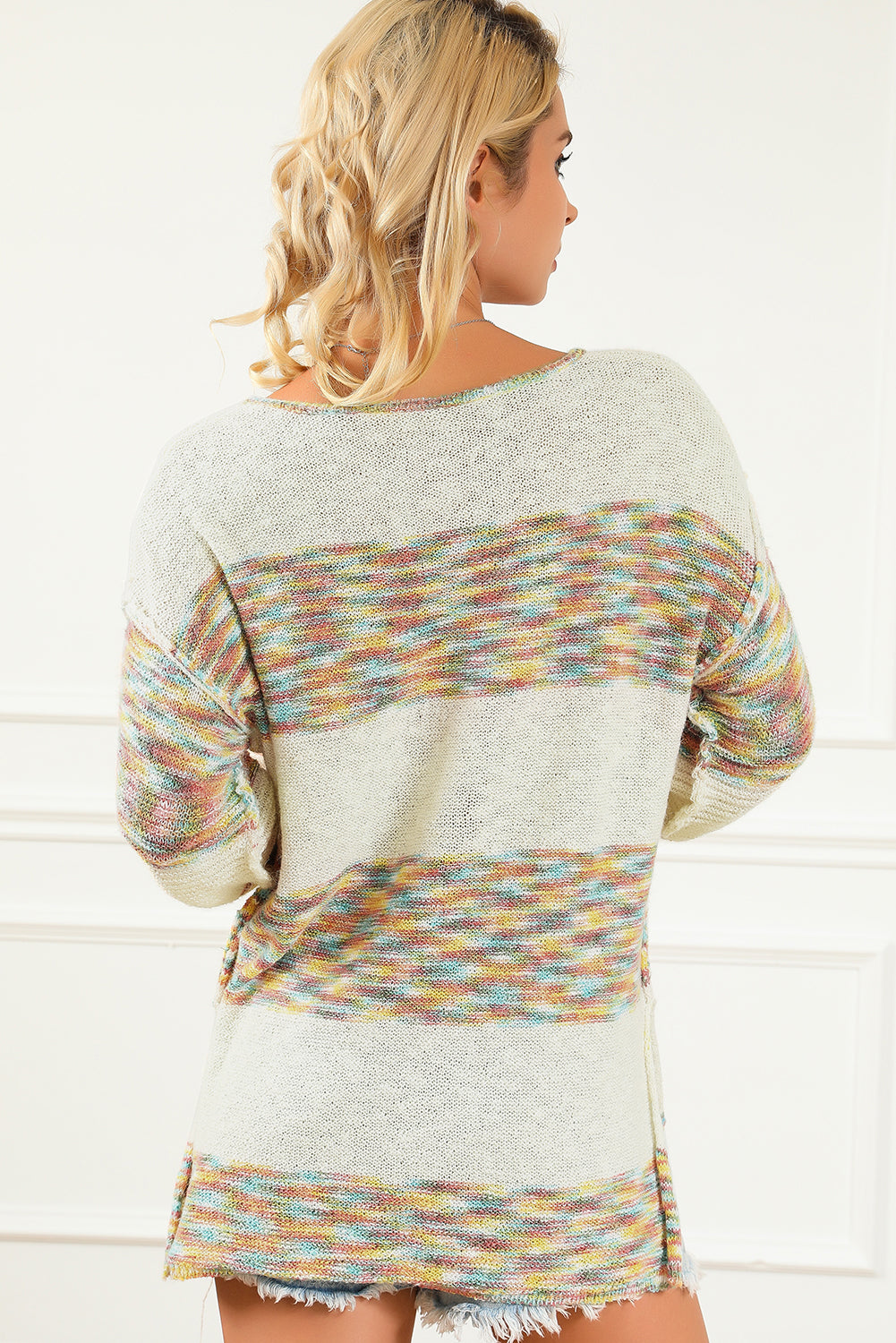 Multicolor Space Dye Henley Knit Sweater Sweaters & Cardigans JT's Designer Fashion