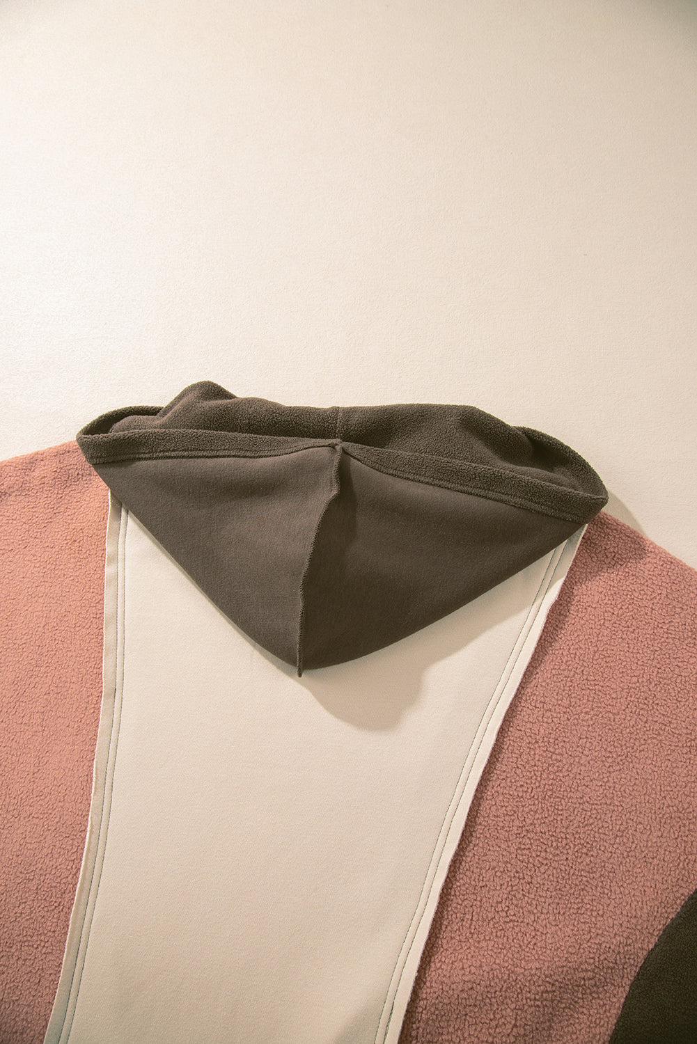 Beige Oversized Color Block Patchwork High Low Hoodie Sweatshirts & Hoodies JT's Designer Fashion