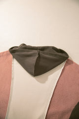 Beige Oversized Color Block Patchwork High Low Hoodie Sweatshirts & Hoodies JT's Designer Fashion