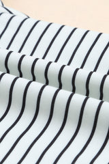 White Striped Thumbhole Drop Shoulder V Neck Top Long Sleeve Tops JT's Designer Fashion