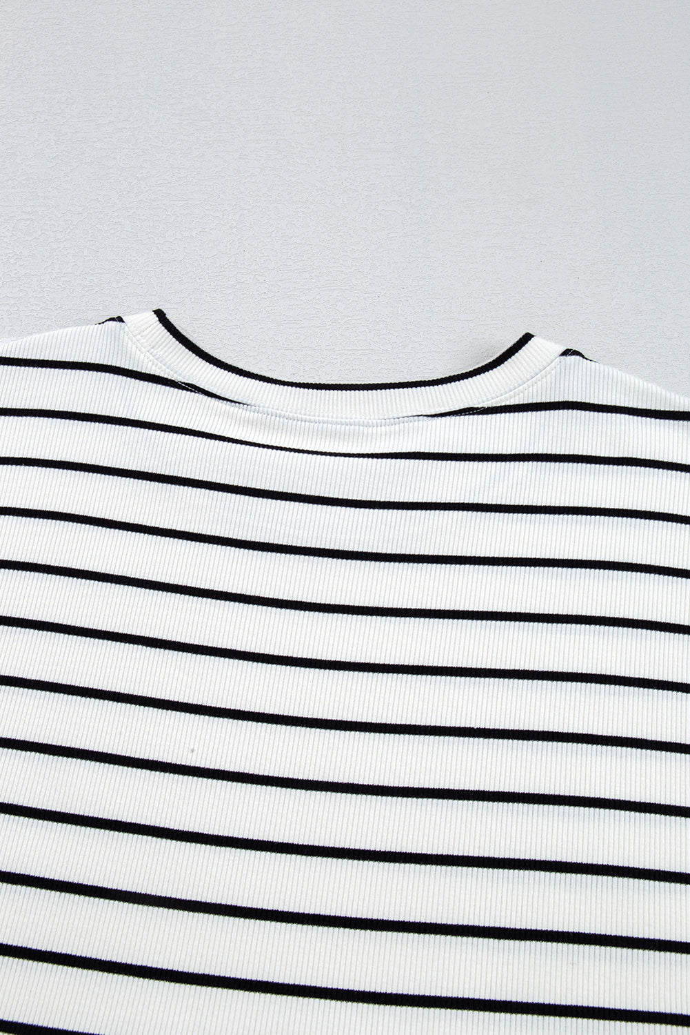 Black Stripe Ruffle Denim Patchwork Round Neck Mini Dress Mini Dresses JT's Designer Fashion