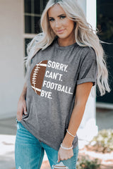 Gray American Football Graphic Casual T Shirt Graphic Tees JT's Designer Fashion