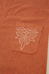 Gold Flame Corduroy Western Embroidered Patched Pocket Shift Sleeveless Mini Dress Mini Dresses JT's Designer Fashion
