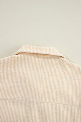 Oatmeal Corduroy Flap Pocket Button Up Shacket Jackets JT's Designer Fashion