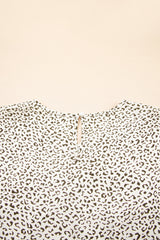 Beige Plus Size Leopard Print Frill Trim Short Sleeve Flared Dress Plus Size Midi Dresses JT's Designer Fashion