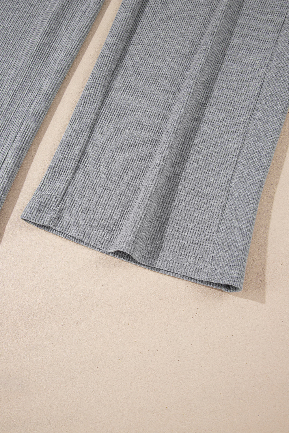 Gray Waffle Knit Drawstring High Waist Wide Leg Pants Pants & Culotte JT's Designer Fashion