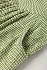 Green Gingham Wide Leg Loose Overall with Pockets Jumpsuits & Rompers JT's Designer Fashion