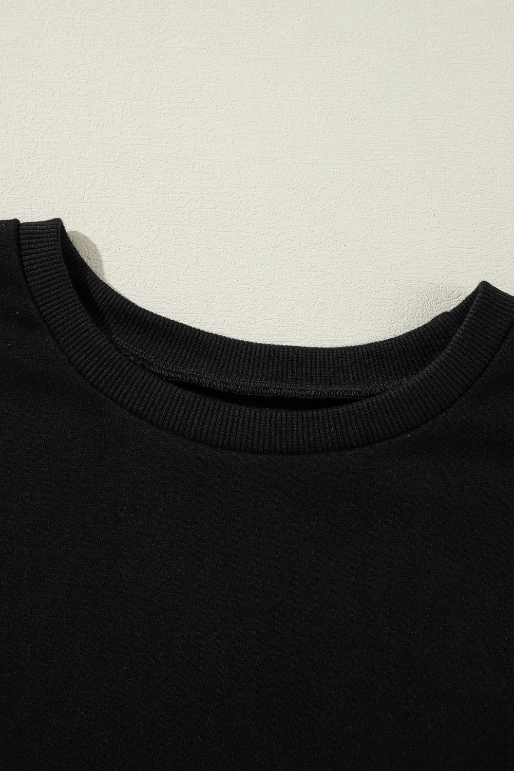 Black Solid O Neck High Low Hem Pullover Sweatshirt Sweatshirts & Hoodies JT's Designer Fashion