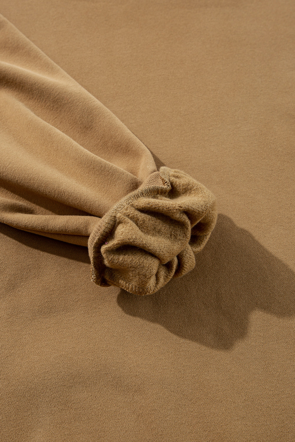 Camel Solid Fleece Lined Drop Shoulder High Low Sweatshirt Sweatshirts & Hoodies JT's Designer Fashion